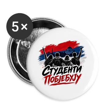 Studenti pobjedjuju  - Buttons groß 56 mm (5er Pack) - Weiß - Vorne