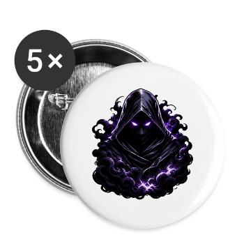 Verhüllte Gestalt Kapuze Violett Sticker Stil - Buttons groß 56 mm (5er Pack) - Weiß - Vorne