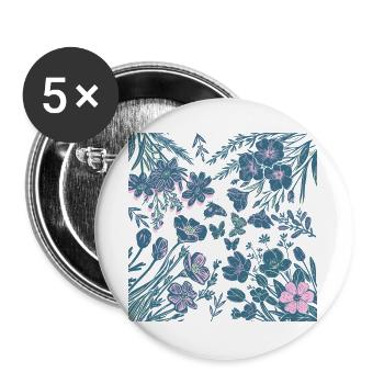 Nachtaktive Blüte - Buttons groß 56 mm (5er Pack) - Weiß - Vorne