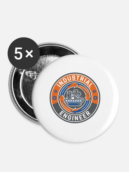 Industrieingenieur-Prozessschleifen-Abzeichen-Geschenk - Buttons groß 56 mm (5er Pack) - Weiß
