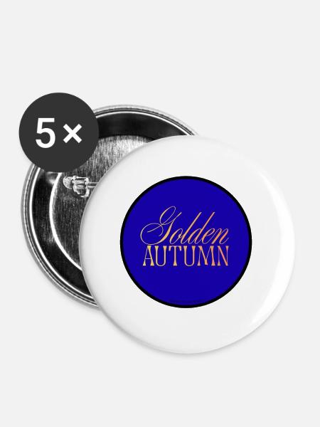 Goldener Herbst - Buttons groß 56 mm (5er Pack) - Weiß
