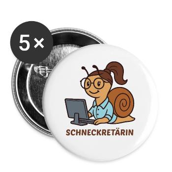 SCHNECKRETÄRIN - Buttons groß 56 mm (5er Pack) - Weiß - Vorne