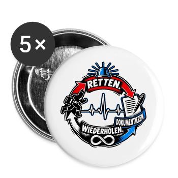 Rettungstraining Zyklus - Buttons groß 56 mm (5er Pack) - Weiß - Vorne
