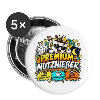 Premium-Nutznießer Kaffeeheld - Buttons groß 56 mm (5er Pack) - Weiß - Vorne