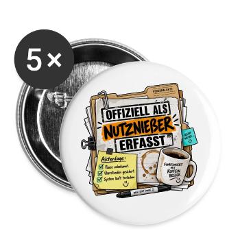 Offiziell Als Nutznießer Erfasst Poster - Buttons groß 56 mm (5er Pack) - Weiß - Vorne