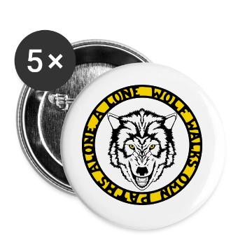 Wilder Wolf Kopfkraft Mut Freiheit Wilder Spi - Buttons groß 56 mm (5er Pack) - Weiß - Vorne