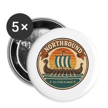 Nordwärts Segel der Horizonte - Buttons groß 56 mm (5er Pack) - Weiß - Vorne
