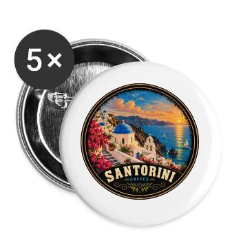 Santorini Griechenland Insel Urlaub Vintage - Buttons groß 56 mm (5er Pack) - Weiß - Vorne