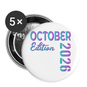 Geburt, Oktober 2026 - Buttons groß 56 mm (5er Pack) - Weiß - Vorne