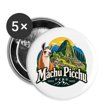 Machu Picchu – Peru, Inka & Abenteuer - Buttons groß 56 mm (5er Pack) - Weiß - Vorne