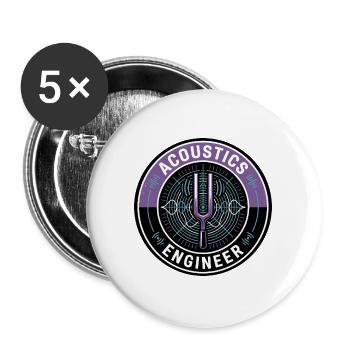 Akustikingenieur Stimmgabel-Wave-Abzeichen-Geschenk - Buttons groß 56 mm (5er Pack) - Weiß - Vorne