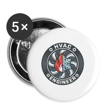 HVAC-Ingenieur Flame Snowflake Ventilator-Badge-Geschenk - Buttons groß 56 mm (5er Pack) - Weiß - Vorne