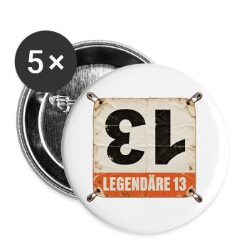 Startnummer 13 Radrennen - Buttons groß 56 mm (5er Pack) - Weiß - Vorne
