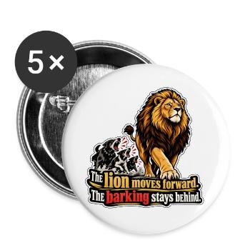 Löwe voran: Mut und Führung - Motivation - Buttons groß 56 mm (5er Pack) - Weiß - Vorne