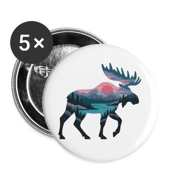 Abendmoose Panorama - Buttons groß 56 mm (5er Pack) - Weiß - Vorne