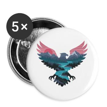 Adler über Neonlandschaft - Buttons groß 56 mm (5er Pack) - Weiß - Vorne