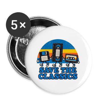 Save the Classics Kassette - Buttons groß 56 mm (5er Pack) - Weiß - Vorne