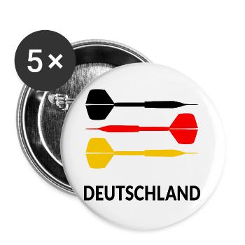Deutschland Darts Dartpfeile - Buttons groß 56 mm (5er Pack) - Weiß - Vorne