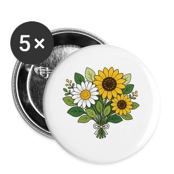Daisy Bunch – Sunny Picnic Vibes - Buttons groß 56 mm (5er Pack) - Weiß - Vorne