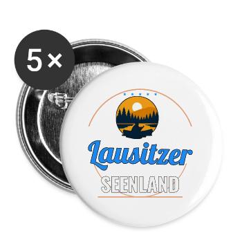 Lausitzer Seenland – Badge Shirt - Buttons groß 56 mm (5er Pack) - Weiß - Vorne