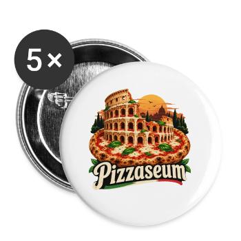 Pizza-Kolosseum - Buttons groß 56 mm (5er Pack) - Weiß - Vorne
