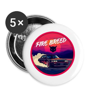 Fire Breed Retro Cyber Wolf JDM Streetwear - Buttons groß 56 mm (5er Pack) - Weiß - Vorne