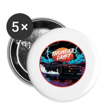 Thunder Drift Retro Performance - Buttons groß 56 mm (5er Pack) - Weiß - Vorne