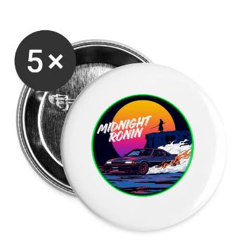 Midnight Ronin Retro übertrifft JDM Streetwear - Buttons groß 56 mm (5er Pack) - Weiß - Vorne