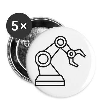 KI-Roboter-Armlinien-Symbol - Buttons groß 56 mm (5er Pack) - Weiß - Vorne