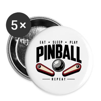 Flipper: Essen, schlafen, spielen, wiederholen - Buttons groß 56 mm (5er Pack) - Weiß - Vorne