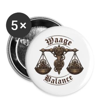 Sternzeichen Waage der Balance - Buttons groß 56 mm (5er Pack) - Weiß - Vorne