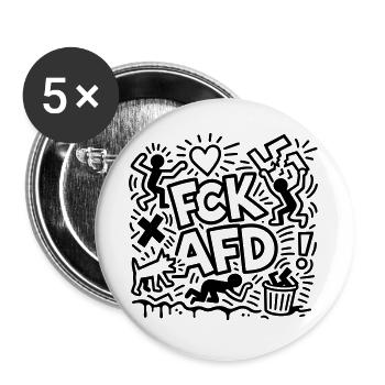 FCK AFD - Buttons groß 56 mm (5er Pack) - Weiß - Vorne