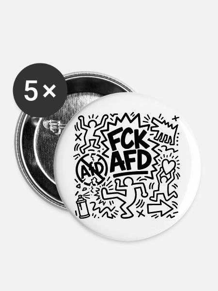 FCK AFD - Buttons groß 56 mm (5er Pack) - Weiß