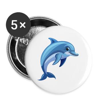 Delfin - Buttons groß 56 mm (5er Pack) - Weiß - Vorne