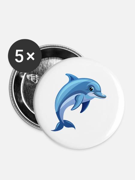 Delfin - Buttons groß 56 mm (5er Pack) - Weiß