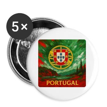 Portugal Emblem im Landschaftsdesign - Buttons groß 56 mm (5er Pack) - Weiß - Vorne