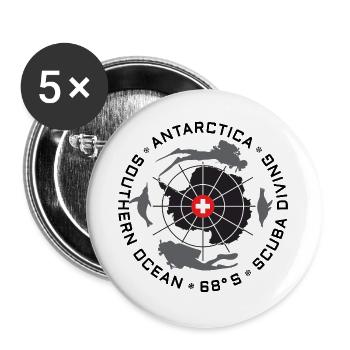 Antarktis Taucher Logo - Buttons groß 56 mm (5er Pack) - Weiß - Vorne