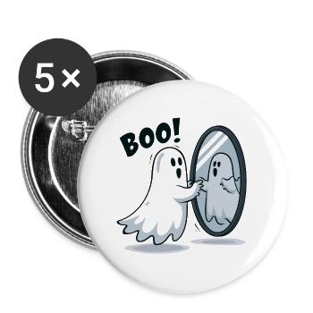 Boo Spiegelgeist im Spiegel - Buttons groß 56 mm (5er Pack) - Weiß - Vorne