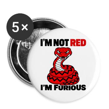 Wütende Rote Schlange – Ich bin nicht rot, ich bin wütend - Buttons groß 56 mm (5er Pack) - Weiß - Vorne