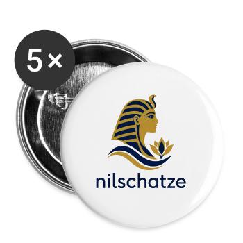 Nilschätze Pharao Profil Logo - Buttons groß 56 mm (5er Pack) - Weiß - Vorne
