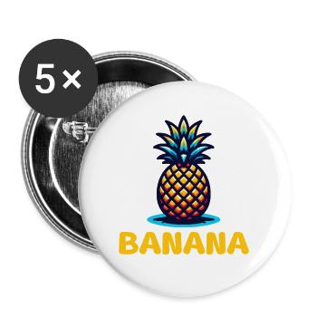 Ananas Banana Wortwitz – Lustiger Früchte Humor - Buttons groß 56 mm (5er Pack) - Weiß - Vorne