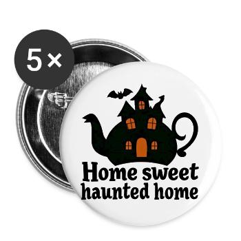 Spuk-Teekanne Hausdesign - Buttons groß 56 mm (5er Pack) - Weiß - Vorne