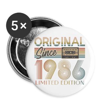 40. Geburtstag, 40 Jahre - Buttons groß 56 mm (5er Pack) - Weiß - Vorne
