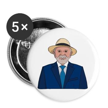Präsident Lula da Silva Art – brasilianischer Führer - Buttons groß 56 mm (5er Pack) - Weiß - Vorne
