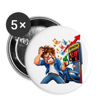 Tankpreis-Wut am Zapfhahn - Buttons groß 56 mm (5er Pack) - Weiß - Vorne
