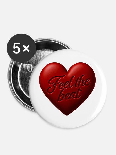 Spüre den Herzschlag - Buttons groß 56 mm (5er Pack) - Weiß