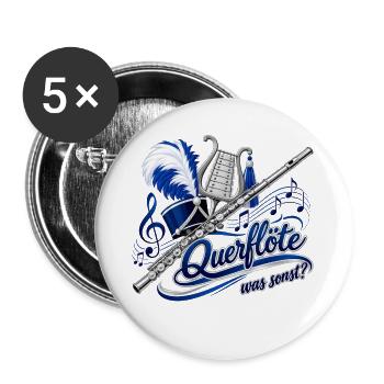 Querflöte was sonst - Buttons groß 56 mm (5er Pack) - Weiß - Vorne