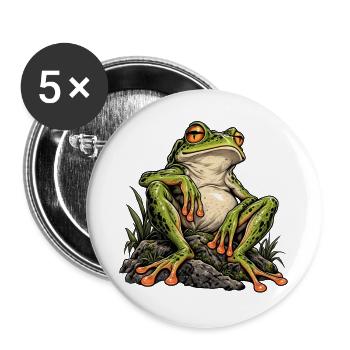 Feral Frog - Buttons groß 56 mm (5er Pack) - Weiß - Vorne