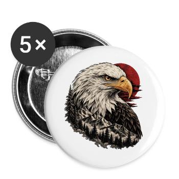 Wild Eagle - Buttons groß 56 mm (5er Pack) - Weiß - Vorne