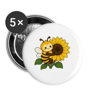 Bee Sunflower Hug – Sunny Buzz - Buttons groß 56 mm (5er Pack) - Weiß - Vorne